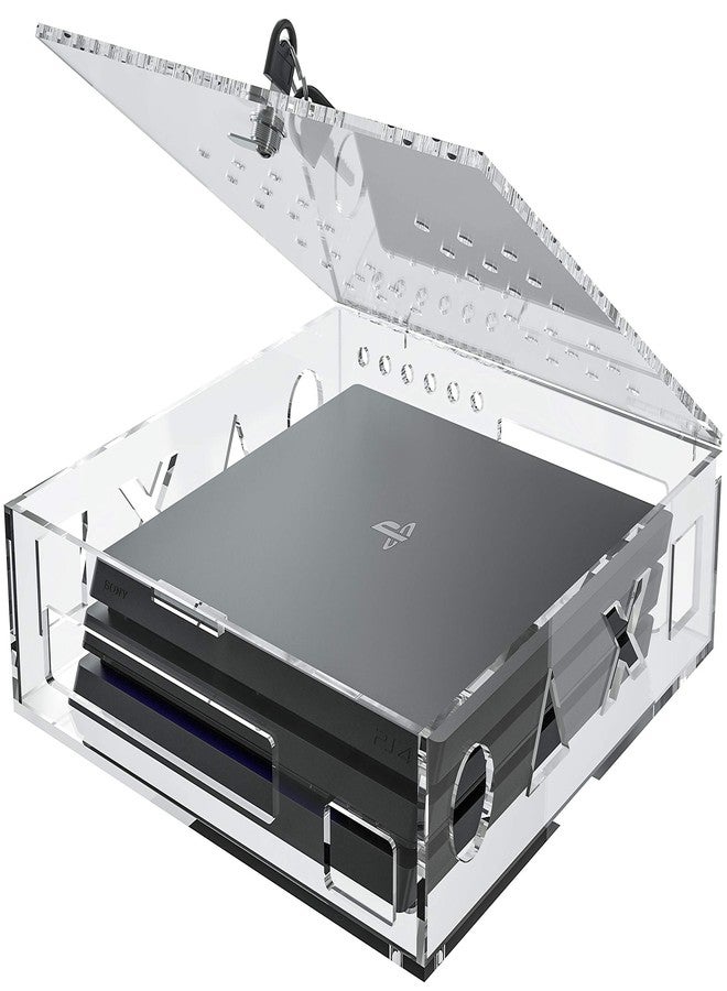 Skywin Acrylic Lock Box for PS4 Game Console - Secure and Protect Public Gaming Consoles - Compatible with Playstation, PS4 Slim, PS4 Pro
